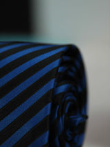 Black & Blue Stripe Skinny Necktie - TOSSIDO