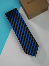 Black & Blue Stripe Skinny Necktie - TOSSIDO