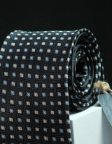 Black Geometric Polyester Necktie - TOSSIDO