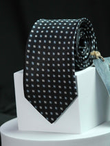 Black Geometric Polyester Necktie - TOSSIDO