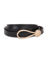 Black Slim Vegan Leather Women's Belt - TOSSIDO