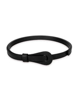 Black Slim Vegan Leather Women's Belt - TOSSIDO