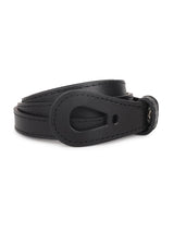 Black Slim Vegan Leather Women's Belt - TOSSIDO