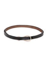 Black Slim Vegan Leather Women's Belt - TOSSIDO
