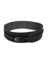 Black Vegan Leather Belt with Rose Gold Buckle - TOSSIDO