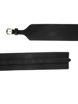 Black Vegan Leather Belt with Rose Gold Buckle - TOSSIDO