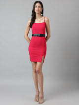 Black Women's Vegan Leather Belt and Gold Buckle - TOSSIDO