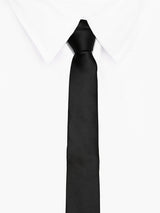 Blackish Skinny Solid Necktie - TOSSIDO