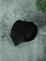 Blackish Skinny Solid Necktie - TOSSIDO