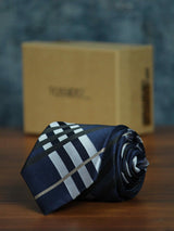 Blue Check Woven Necktie - TOSSIDO