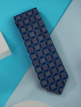 Blue Geometric Handmade Silk Necktie - TOSSIDO