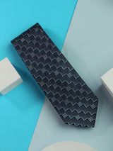Blue Geometric Handmade Silk Necktie - TOSSIDO