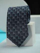 Blue Geometric Handmade Silk Necktie - TOSSIDO