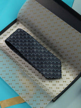 Blue Geometric Handmade Silk Necktie - TOSSIDO