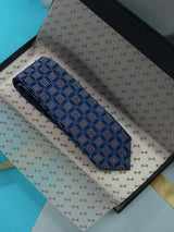 Blue Geometric Handmade Silk Necktie - TOSSIDO