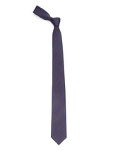 Blue geometric necktie in printed microfiber, knot detail