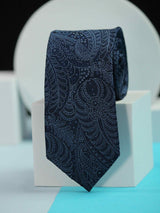 Blue Paisley Handmade Silk Necktie - TOSSIDO