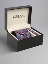 Blue Paisley Printed Necktie & Pocket Square Giftset - TOSSIDO
