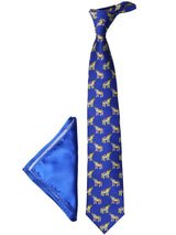 Blue Printed Necktie & Pocket Square Giftset - TOSSIDO