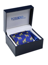Blue Printed Necktie & Pocket Square Giftset - TOSSIDO