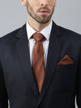 Brown Striped Necktie & Pocket Square Giftset - TOSSIDO