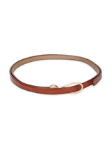 Caramel Brown Slim Vegan Leather Women's Belt - TOSSIDO