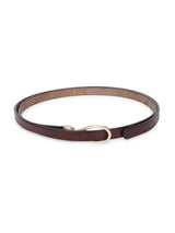 Dark Brown Slim Vegan Leather Women's Belt - TOSSIDO