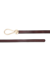 Dark Brown Slim Vegan Leather Women's Belt - TOSSIDO