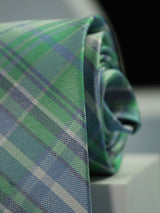 Green Check Handmade Silk Necktie - TOSSIDO