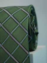 Green Checks Handmade Silk Necktie - TOSSIDO