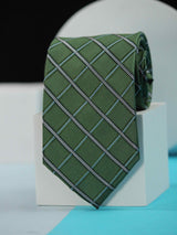 Green Checks Handmade Silk Necktie - TOSSIDO