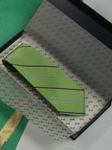Green Stripe Handmade Silk Necktie - TOSSIDO