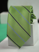 Green Stripe Handmade Silk Necktie - TOSSIDO
