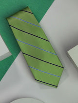 Green Stripe Handmade Silk Necktie - TOSSIDO