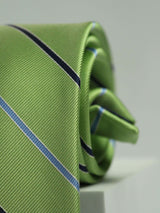 Green Stripe Handmade Silk Necktie - TOSSIDO