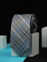 Grey Check Handmade Silk Necktie - TOSSIDO