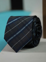 Grey Check Skinny Necktie - TOSSIDO