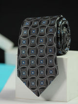 Grey Geometric Handmade Silk Necktie - TOSSIDO