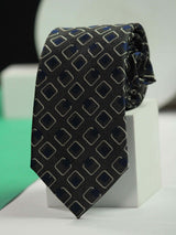 Grey Geometric Handmade Silk Necktie - TOSSIDO