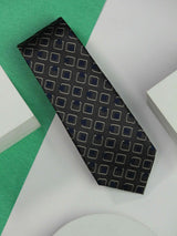 Grey Geometric Handmade Silk Necktie - TOSSIDO