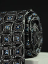 Grey Geometric Handmade Silk Necktie - TOSSIDO