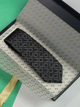 Grey Geometric Handmade Silk Necktie - TOSSIDO
