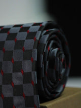 Grey Geometric Woven Necktie - TOSSIDO