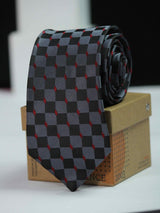 Grey Geometric Woven Necktie - TOSSIDO