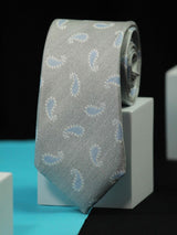 Grey Paisley Handmade Silk Necktie - TOSSIDO