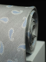 Grey Paisley Handmade Silk Necktie - TOSSIDO