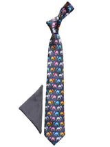 Grey Printed Necktie & Pocket Square Giftset - TOSSIDO
