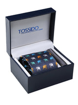 Grey Printed Necktie & Pocket Square Giftset - TOSSIDO