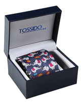 Grey Printed Necktie & Pocket Square Giftset - TOSSIDO