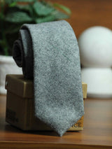 Grey Solid Wool Skinny Necktie - TOSSIDO